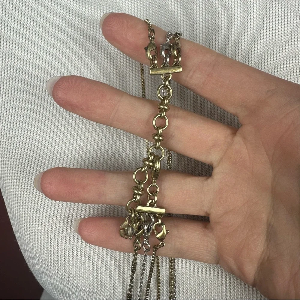 Lucky Brand triple layer mixed metal necklace with disk charms - Picture 5 of 6